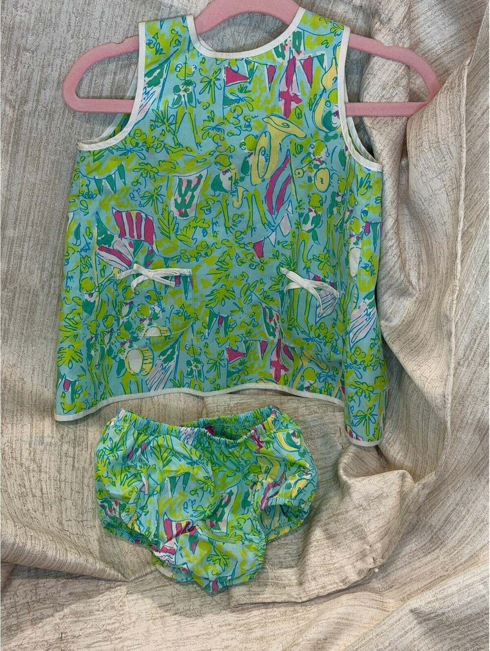 RARE HOLY GRAIL Lilly Pulitzer Hops & Pops Baby Lilly Shift Dress Set 18-24M